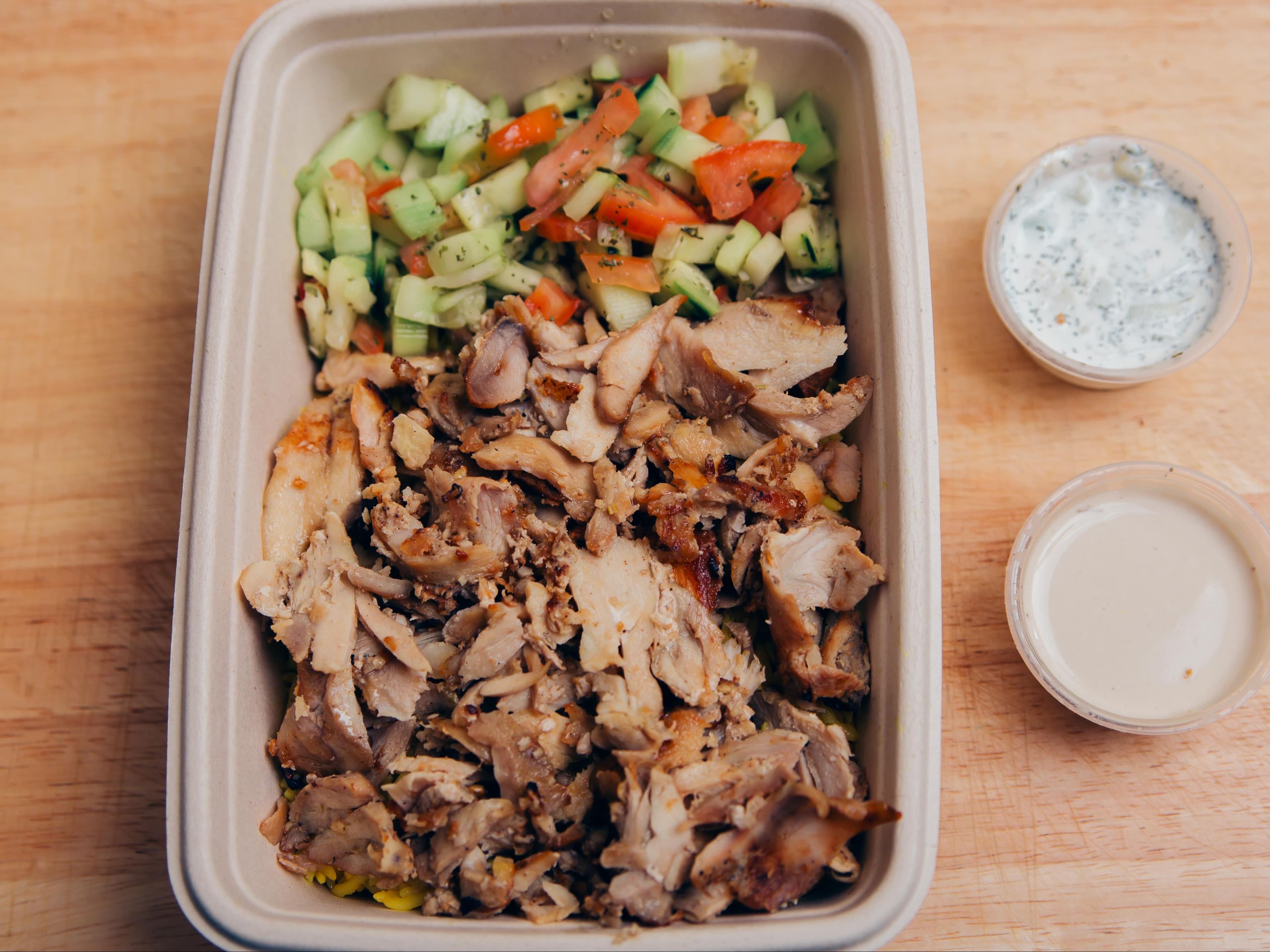 Chicken Shawarma Over Yellow Rice